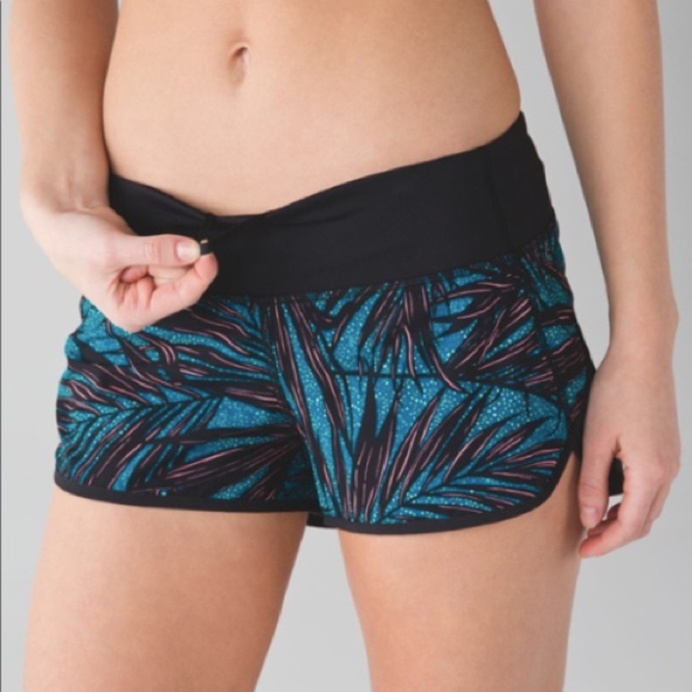 Lululemon Palm Lace Tofino Teal Speed Shorts